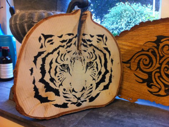 Tiger on wood